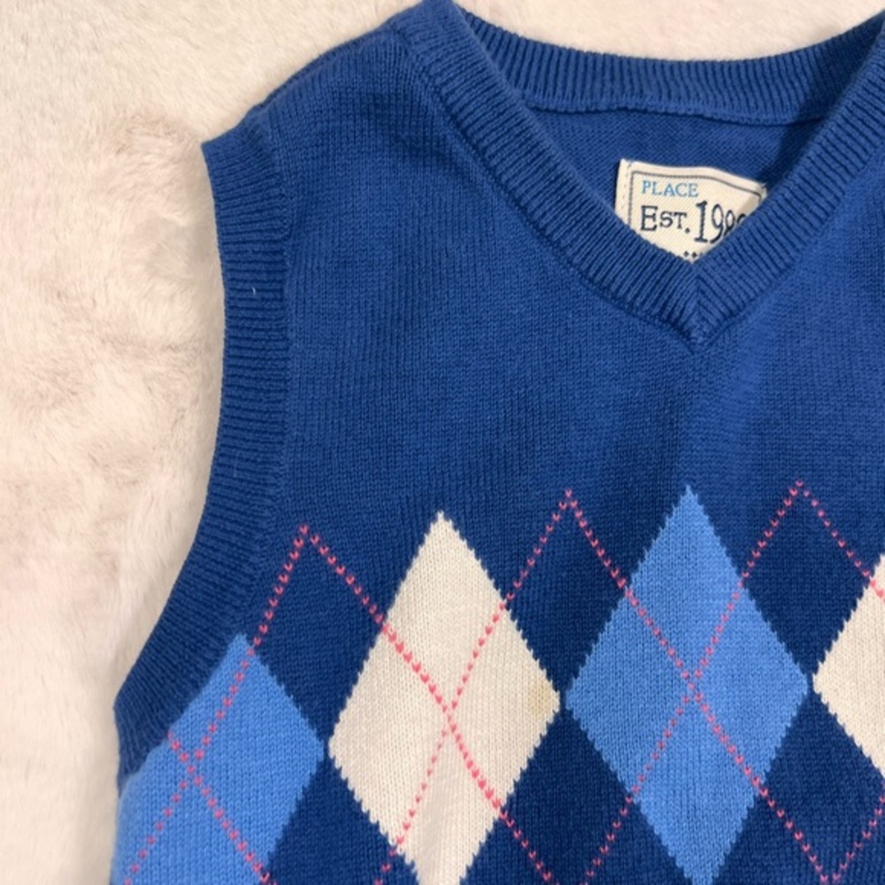 Children's Place sweater vest, blue, size 18-24 months, USED - Picture 4 of 10